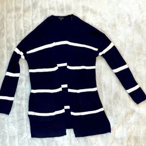 Blue and white striped cardigan